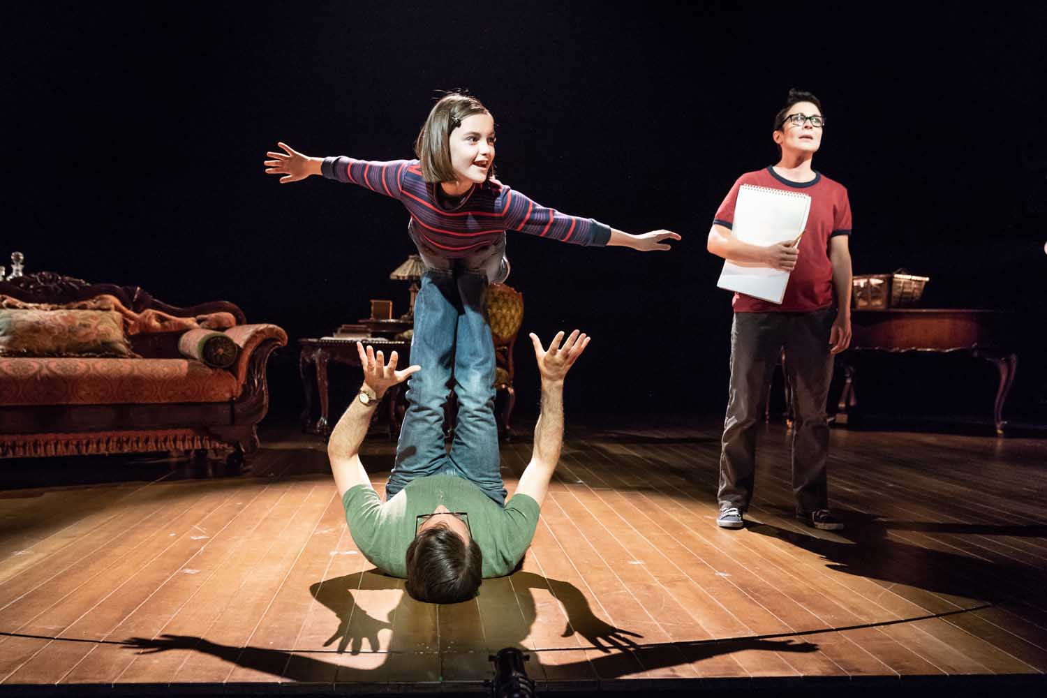 Brooke Haynes, Kaisa Hammalund and Zubin Varla in Fun Home at the Young Vic