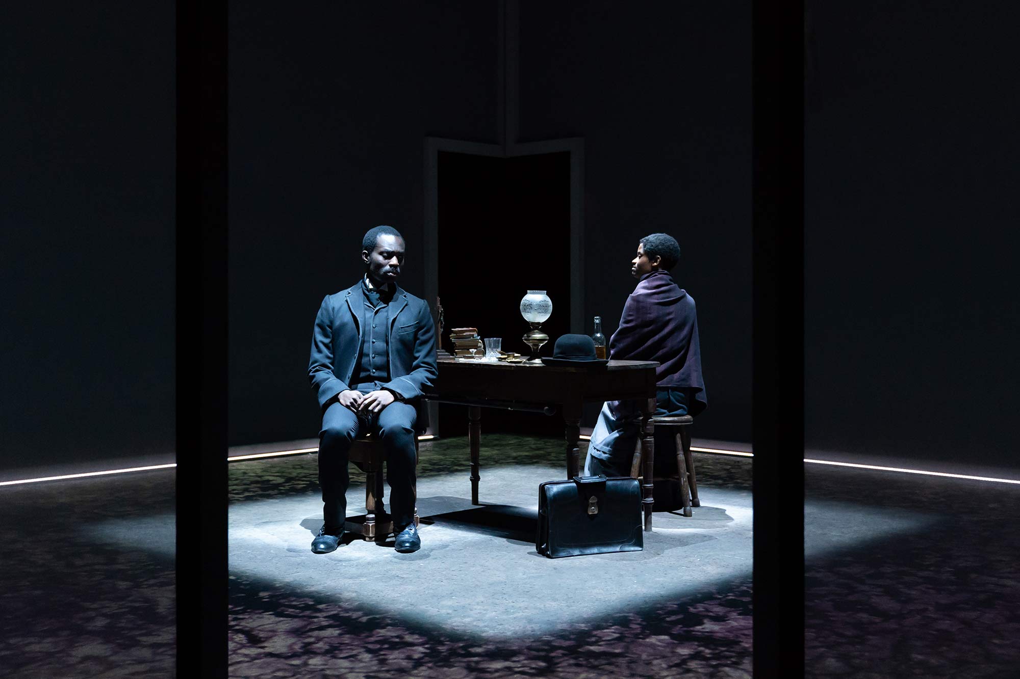 Paapa Essiedu and Letitia Wright in The Convert. Photography by Marc Brenner