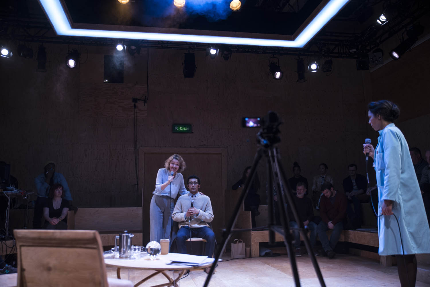 Lucy Briers, Zach Wyatt & Kemi-Bo Jacobs in Wild East at the Young Vic. Photo by Gabriel Mokake.