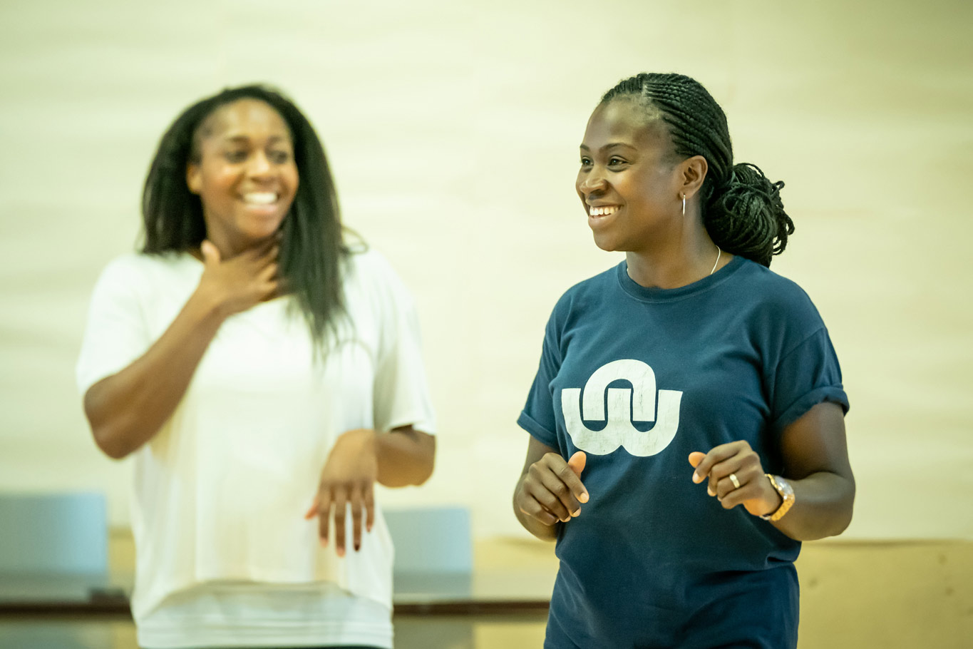 Nicola Hughes and Naana Agyei-Ampadu in rehearal for Fairview (c) Marc Brenner