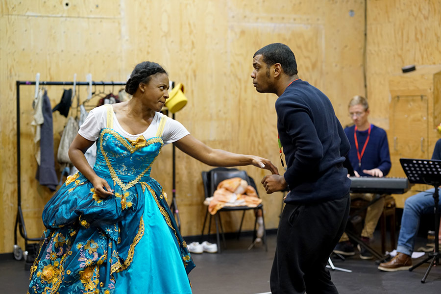 Elexi Walker and Caleb Roberts in rehearsal for She Ventures and He Wins © Anthony Lee