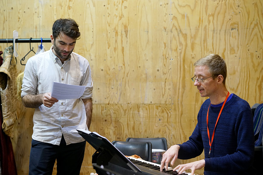 Arthur Wilson and Joseph Atkins in rehearsal for She Ventures and He Wins © Anthony Lee