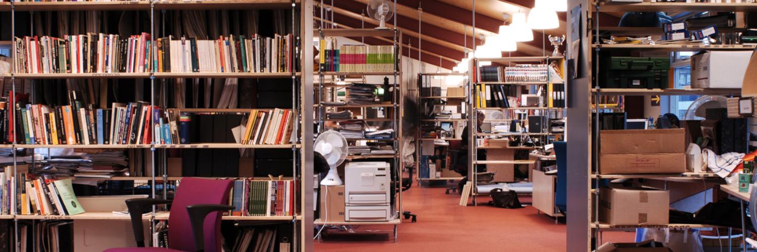 Photo looking down the corridor of the Young Vic office