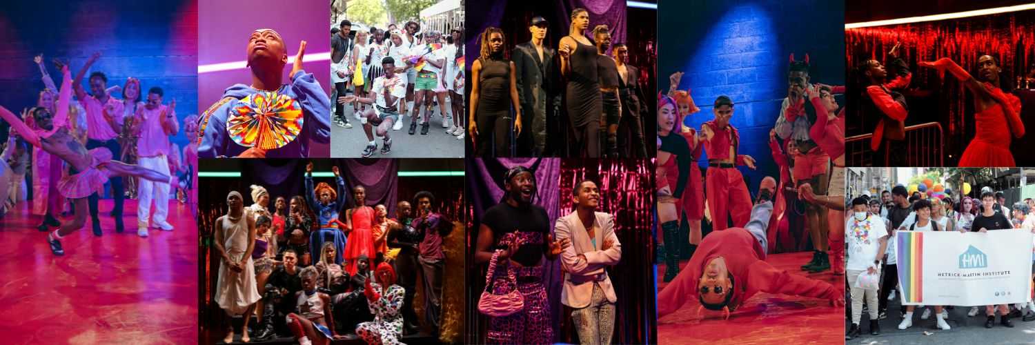 A collage of images from Sundown Kiki Reloaded, The Fabric with Colour Vogue Ball, and Communities of Resistance project