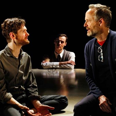Kyle Soller, Paul Hilton and John Benjamin Hickey in The Inheritance. Photo by Simon Annand.