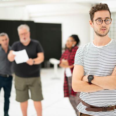 Silas Wyatt-Barke in rehearsal for Twelfth Night. Photo by Johan Persson