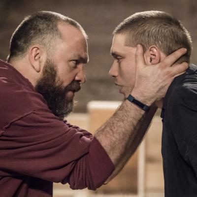 Brendan Cowell and Billy Howle in Life of Galileo at the Young Vic. Photo by Johan Persson.