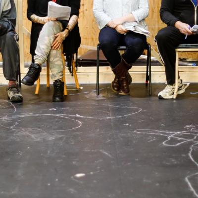 The company of See Me Now in rehearsals at the Young Vic. Photo by Leon Puplett.