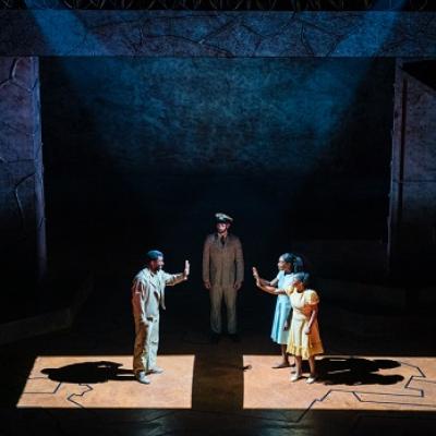 L-R Michael Luwoye, Stewart Clarke, Leanne Robinson and Nomfusi Ngonyama in Mandela at Young Vic (c) Helen Murray