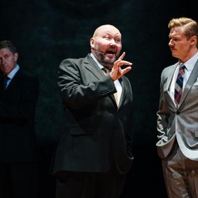 L-R Earl Carpenter, Adam Pearce and Will Richardson in Mandela at Young Vic (c) Helen Murray