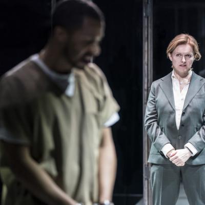 Ukweli Roach and Dervla Kirwan in Jesus Hopped the ‘A’ Train at the Young Vic. Photo by Johan Persson