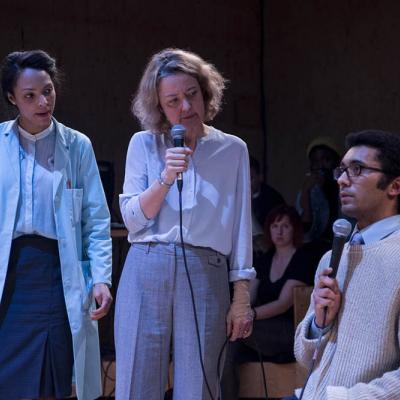 Kemi-Bo Jacobs, Lucy Briers & Zach Wyatt in Wild East at the Young Vic. Photo by Gabriel Mokake.