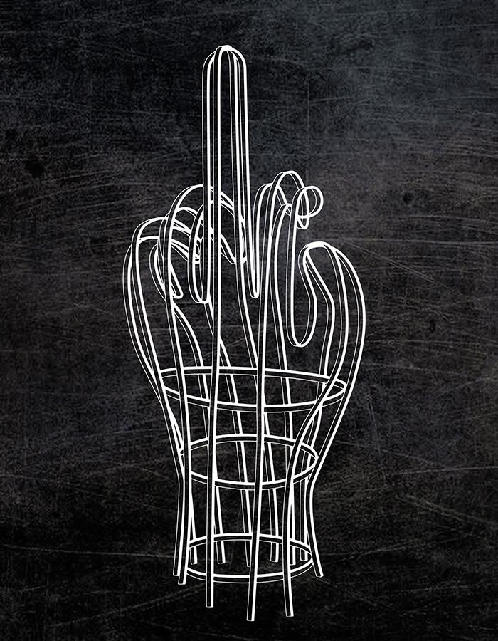 Ai Weiwei digital graphic of a hand with the middle finger extended