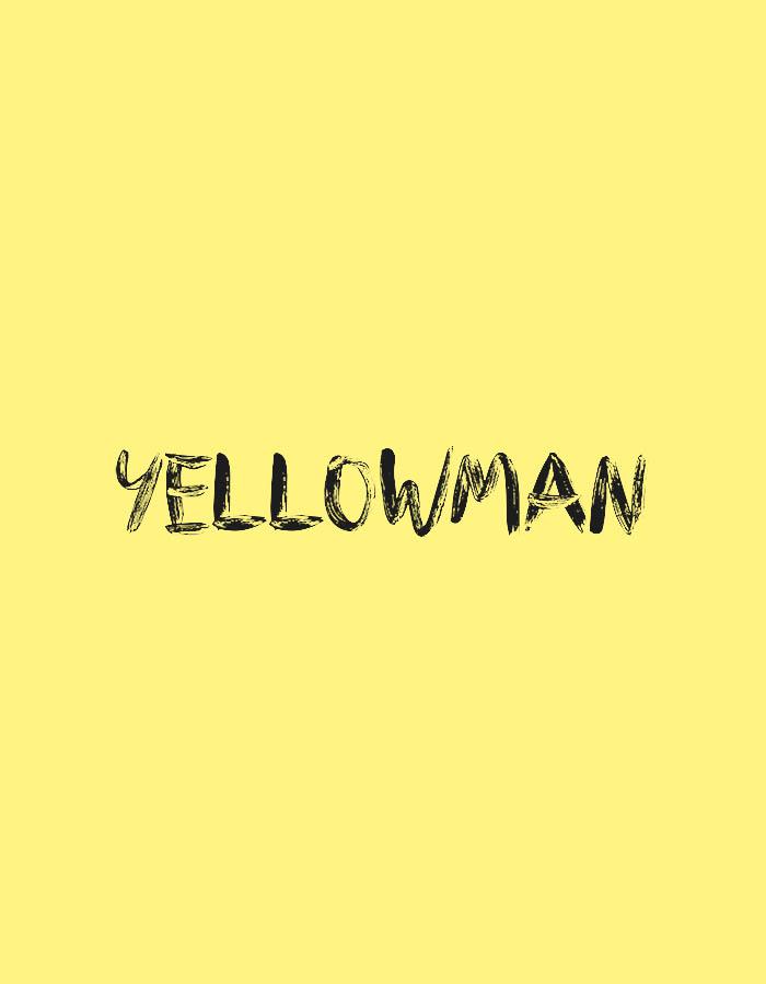 Yellowman written in scratchy black font on a yellow background