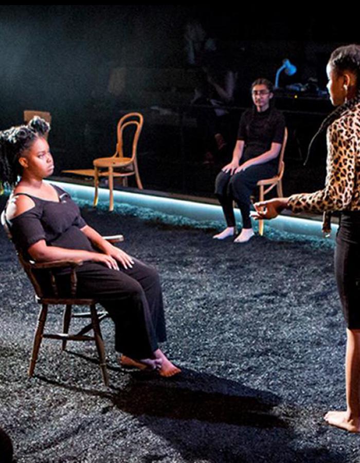 The cast of Taking Part's Parallel Yerma on stage in the Maria. Photo by Helen Murray.