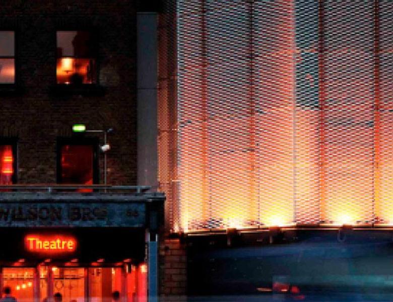 The outside of the Young Vic at night