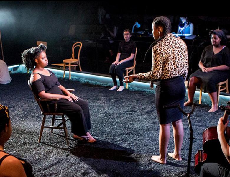 The cast of Taking Part's Parallel Yerma on stage in the Maria. Photo by Helen Murray.