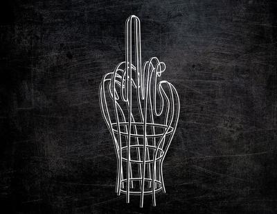 Ai Weiwei digital graphic of a hand with the middle finger extended