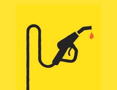 A graphic of a petrol pump nozzle on a yellow background
